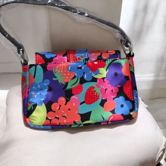 Current Mood ✦ Fruit Print Shoulder Bag ✦ Red Black Y2K Graphic Silver Buckle - Picture 4 of 13